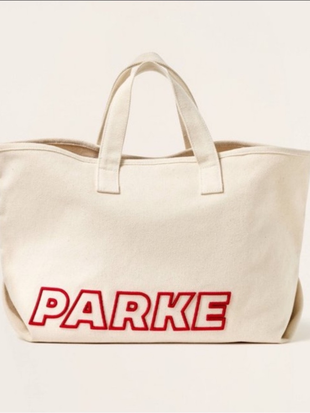 Large Parke X Target  Canvas Tote in Natural with Red Embroidery